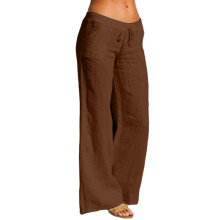 Pants for Women Drawstring Loose Fit Casual Trouser-Coffee M
