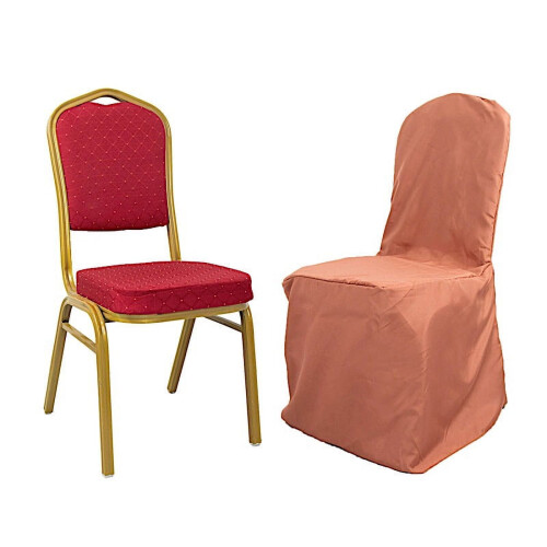 Bankettstuhlhussen aus Polyester in Terrakotta (6) 2