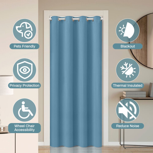 Blackout Door Curtain 52" x 80" Polyester Eyelet 2