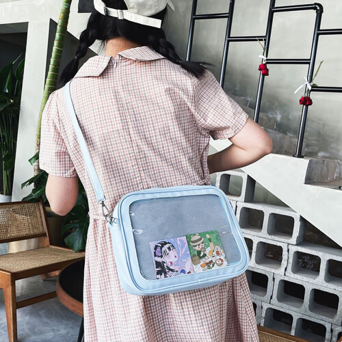 Borsa a tracolla da donna in PVC trasparente, stile giapponese. 2