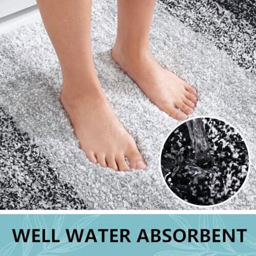 Microfiber Shag Bath Rug Non-Slip Absorbent 47x20 in 2