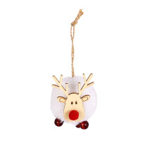 Pendentif renne en laine d'agneau, pompon tricoté, 1 pièce