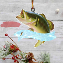 Green Bass Fish Acrylic Christmas Ornament 1pc