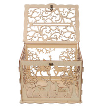 Boîte à cartes de mariage rustique en bois 30 x 25 x 24 cm (1 lot)