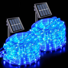 100LED solcellslampor 19 fot blå 8 lägen IP65