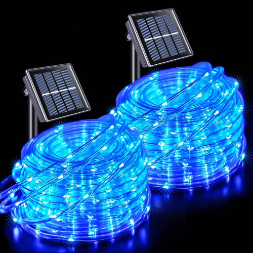 100LED solcelledrevlys 19 fod blå 8 tilstande IP65