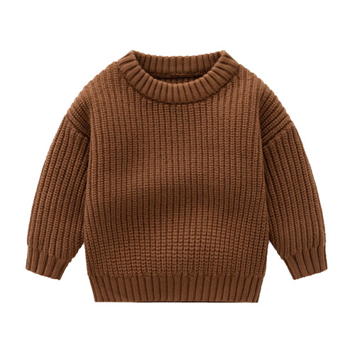 Kids Solid Colour Knitted Sweater, Winter Warm