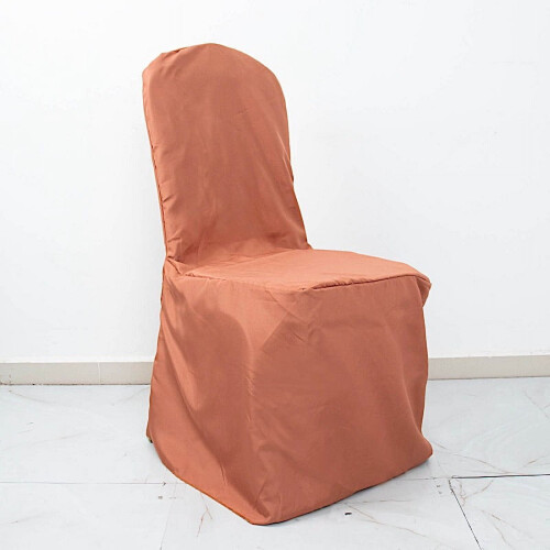 Bankettstuhlhussen aus Polyester in Terrakotta (6)