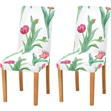 Stuhlhussen mit Tulpenmuster (4er-Pack)