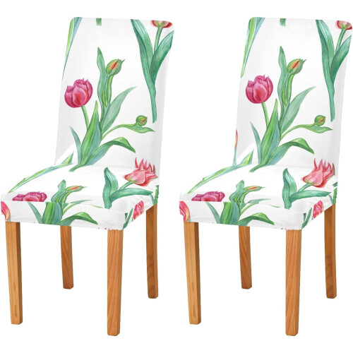 Stuhlhussen mit Tulpenmuster (4er-Pack)
