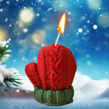 Bougies parfumées de Noël en forme de gant rouge (1 paquet)