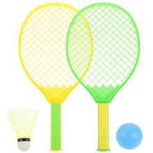Kids Badminton Set with Plastic Rackets and Enhanced Grip