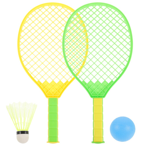 Kids Badminton Set with Plastic Rackets and Enhanced Grip