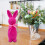 Flocked Easter Bunny Ornament 8.66 inch Bow Tie 4