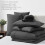 Beige twin comforter set stitch-quilted 5-piece 6