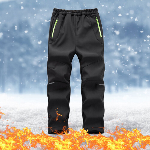 Kids Ski Pants Waterproof Windproof Fleece Warm Black 1
