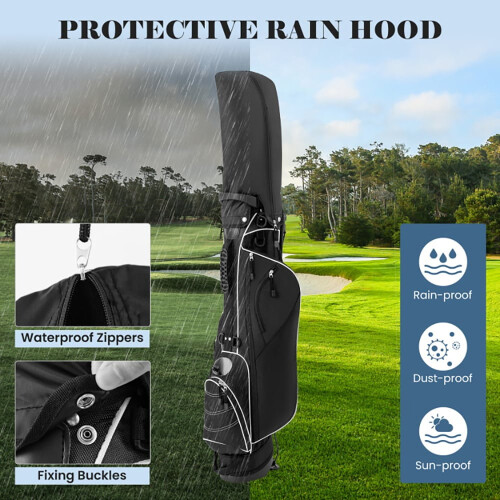 Golf-Standbag, schwarz, 4-fach unterteilt 2