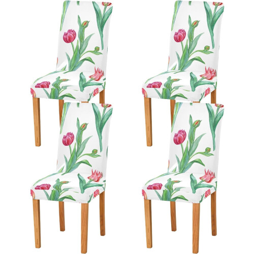 Stuhlhussen mit Tulpenmuster (4er-Pack) 1