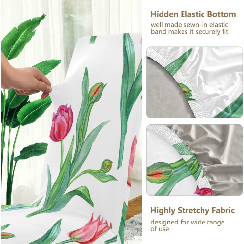 Stuhlhussen mit Tulpenmuster (4er-Pack) 2