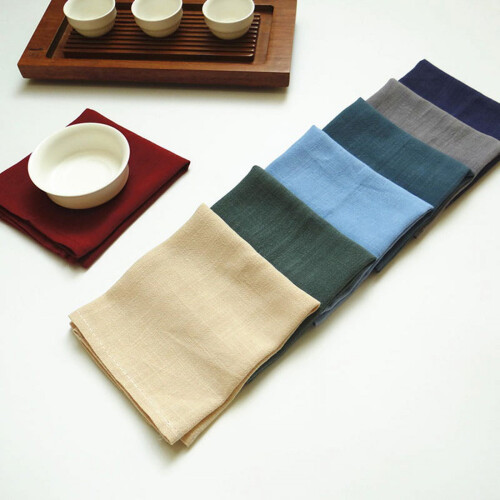 Serviettes de table en coton style lin, lot de 2, 38 x 28 cm 1