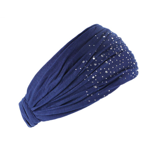 Bredt hårbånd med rhinsten til kvinder, elastisk polyester, 1