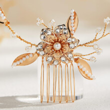 Accessorio per capelli artigianale, elegante motivo floreale con strass e perle per sposa, damigella d'onore, bambina dei fiori, matrimoni,