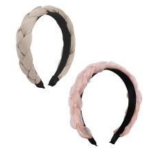 Fascia per capelli intrecciata in tweed con perle e strass, elegante e raffinata per donne e ragazze, comoda da indossare, perfetta per Natale,