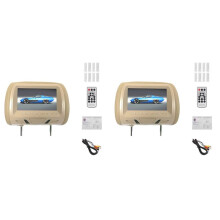 2X Universal 7Inches Car Headrest Monitor Screen Rear Entertainment Multi-Media Player for AV USB MP4 MP5 Beige