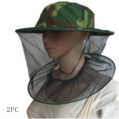 XIAOLE Anti-Bee Cap for Beekeeping, Camo Nylon Mesh, 2 pcs
