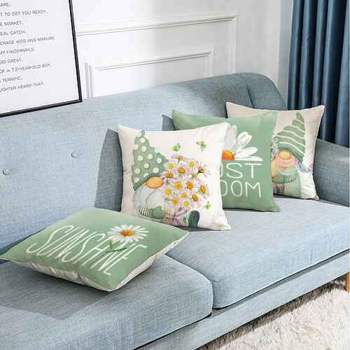 Housse de coussin Daisy & Gnome – Polyester Coton Lin, 2