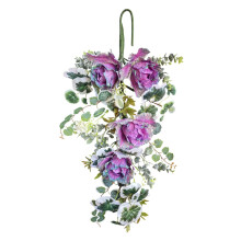 Ghirlanda a goccia per la porta d'ingresso, festoni floreali primaverili viola