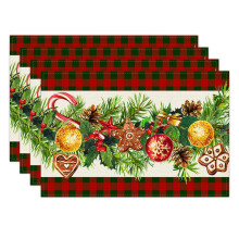 Christmas Placemats Set of 4, Linen, 12 x 18 in