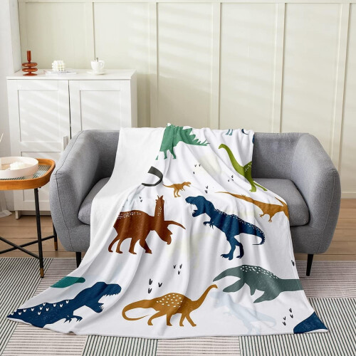 Manta de lã com estampa de dinossauro, 101,6 x 127 cm (40 x 50 polegadas)