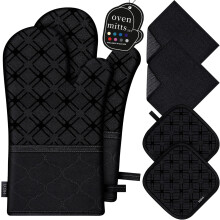Ofenhandschuhe und Topflappen-Set mit Küchentüchern