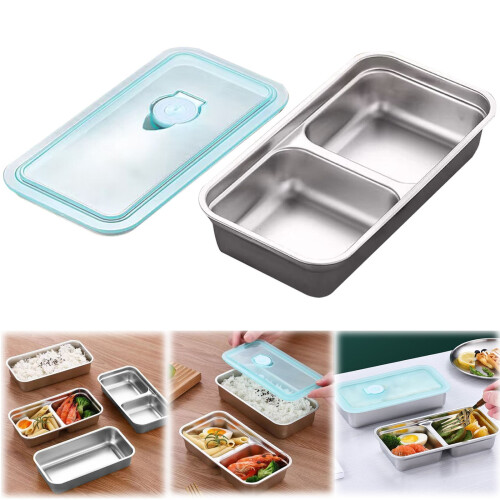 Conjunto de 4 recipientes para lanches em aço inoxidável com tampas. 1