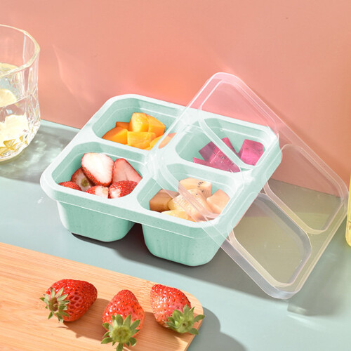 Lunchbox aus Weizenstroh mit 4 Fächern