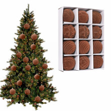12pcs Orange Flocked Christmas Ornaments 2.36in