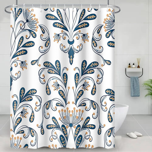 Abstrakt Damask Bruseforhæng Polyester 72x84 tommer