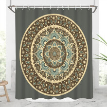 Boho vintage květinový sprchový závěs olivově zelený 72x72 palců