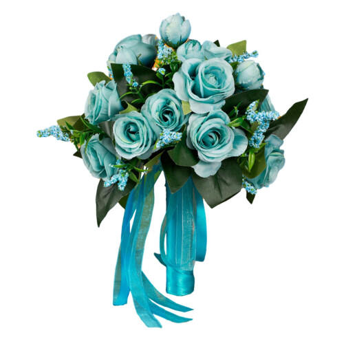 Buquê de noiva com rosas artificiais de seda e eucalipto. 2