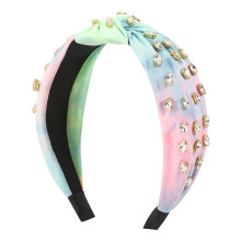 Elegante fascia per capelli con nodo, impreziosita da scintillanti strass e cristalli, accessorio alla moda comodo e leggero per donna, con sfumature