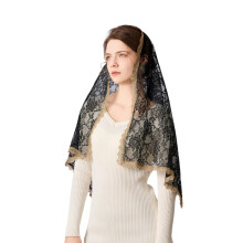Bridal Mantilla Lace Accent Head Cover Comfortable Headwear for