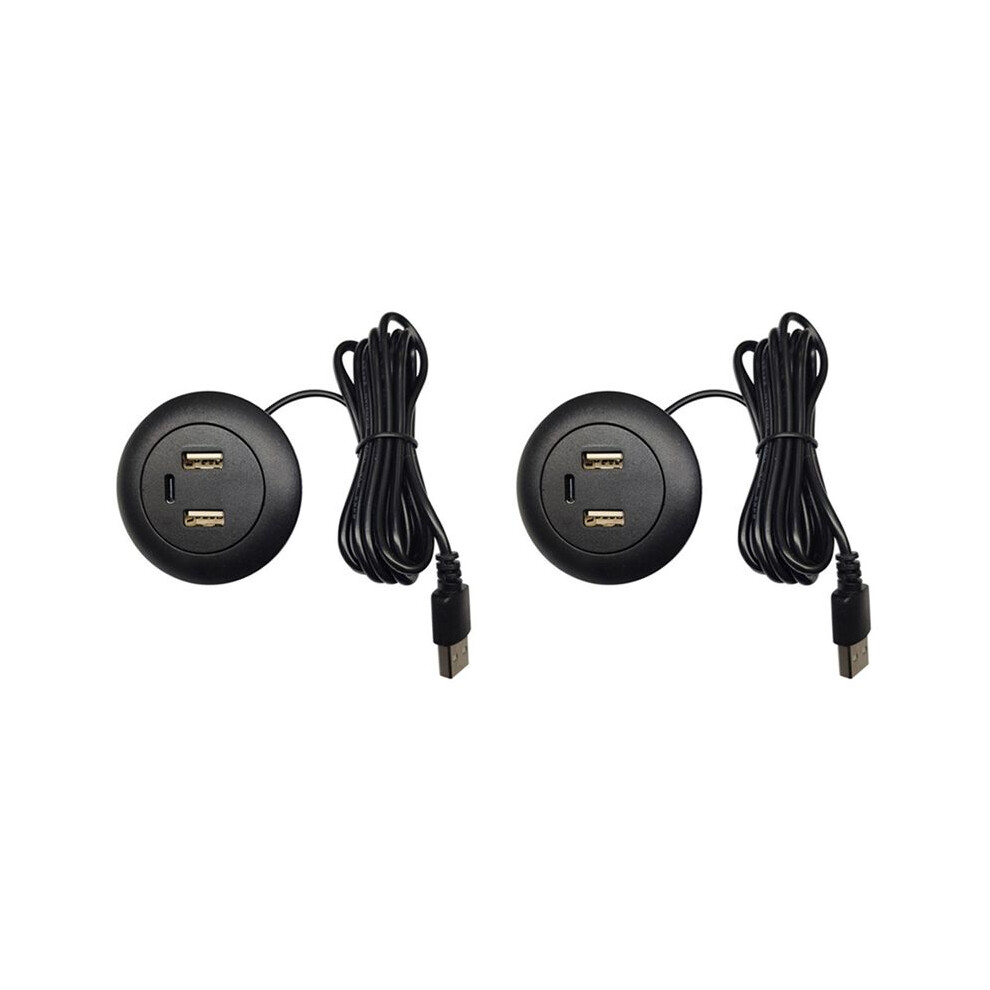 2X Desktop Hole Embedded Usb Hub Type-C Usb Charger 3 In 1 Splitter 6033283174209