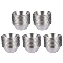 120 Pack Stainless Steel Sauce Cups,50ml Reusable Round Condiment Cups, Dipping Sauce Cup,Stackable Individual Metal Cup
