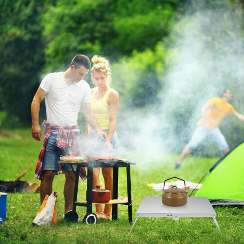 Sølvfarvet aluminiums foldbart campingbord