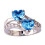 Hartvormige edelsteenring voor dames, verstelbaar, legering, Sky 5