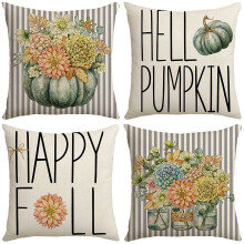 Vintage herfst kussenhoes 45x45cm katoen linnen bloemenprint