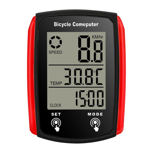 Kablet cykelcomputer med touch-knapper og baggrundsbelysning