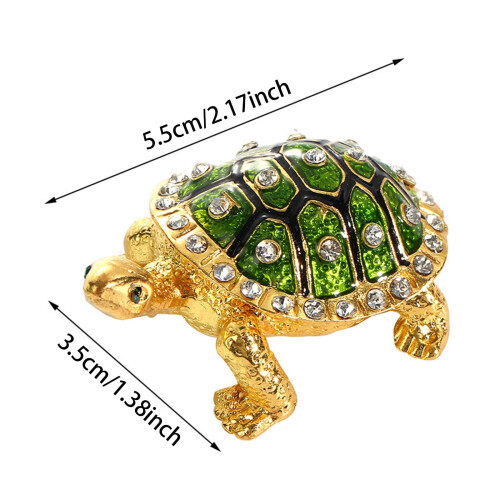 Turtle-Shaped Alloy Jewelry Box – Compact Ring & Earring 1