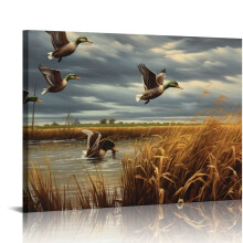 Quadro em tela com estampa de pato selvagem